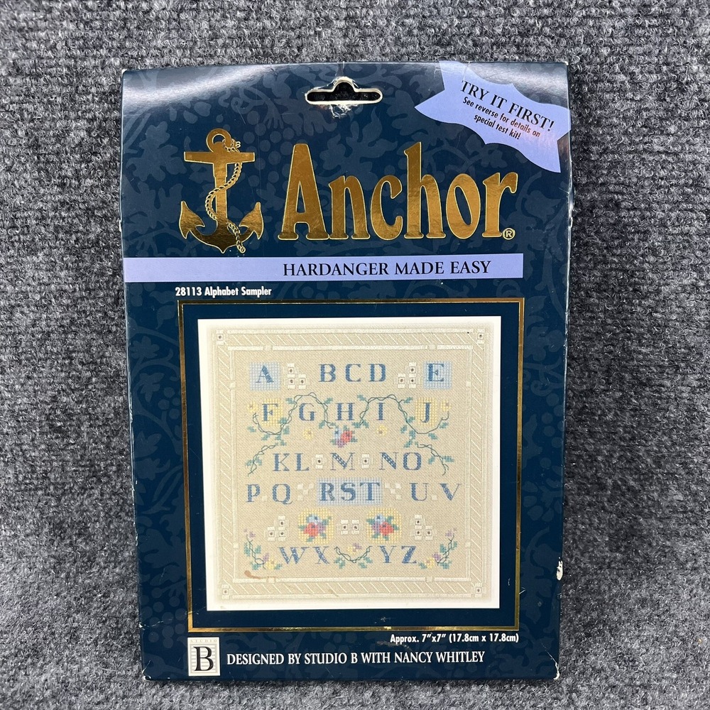 Anchor Hardanger 28113 Alphabet Sampler Cross Stitch 7x7"